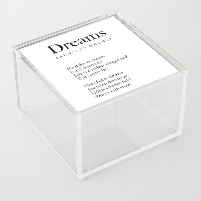 Dreams - Langston Hughes Poem - Literature - Typography 2 Acrylic Box
