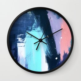 Playful [3]: a bold abstract piece in vibrant blues, pink, purple and white Wall Clock