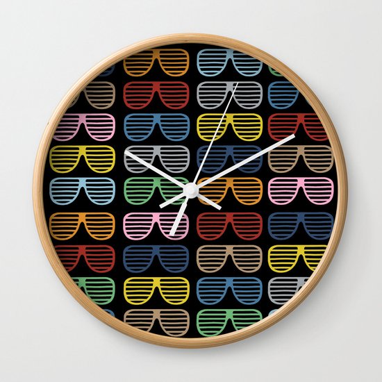 Rainbow Shutter Shades at Night Wall Clock