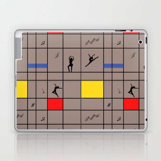 Dancing like Piet Mondrian - Composition with Red, Yellow, and Blue on the light brown background Laptop & iPad Skin