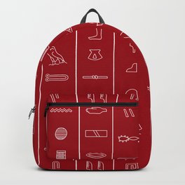 Ancient Egyptian Hieroglyphic Alphabet on Dark Red Backpack