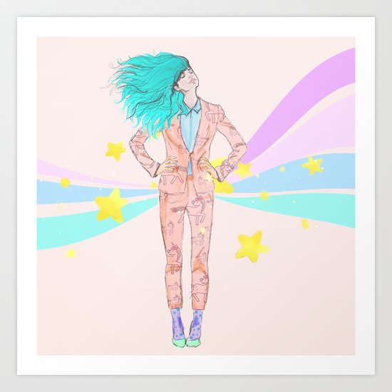lady unicorn Art Print