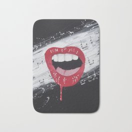 Rock and Horror Bath Mat | Grunge, Lips, Space, Lipbalm, Splash, Red, Lipstick, Painting, Splatter, Singing 
