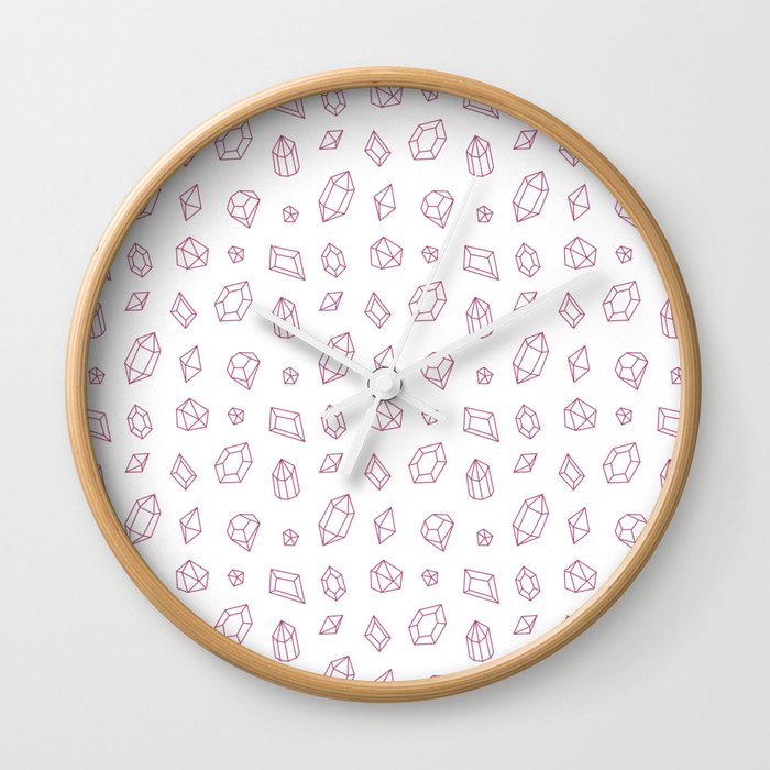Magenta Gems Pattern Wall Clock