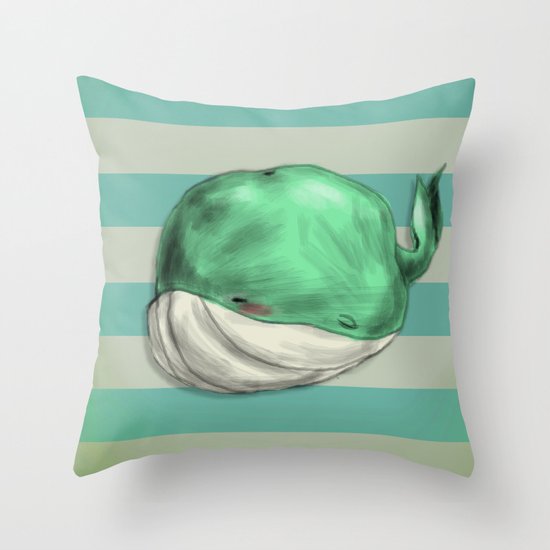 Tubby Sketch Whale Throw Pillow