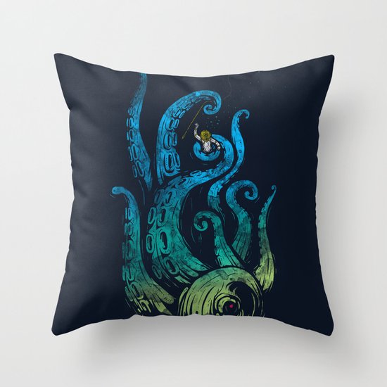 Undersea attack (neon ver.) Throw Pillow