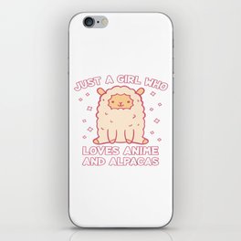 Just A Girl Who Loves Anime And Alpacas iPhone Skin