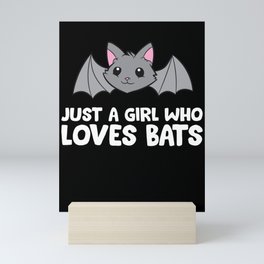 Bat Girl Just a Girl Who Loves Bats Mini Art Print | Graphicdesign, Animal, Halloween, Bat, Bats, Batlovers, Batanimals, Lovebats, Bataddicts, Cutebat 
