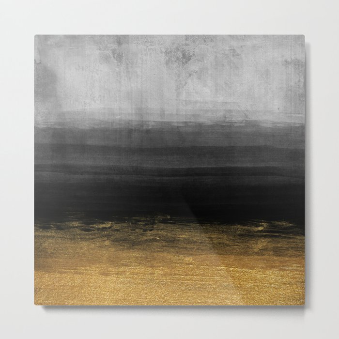 Black And Gold Grunge Stripes On Modern Grey Concrete Abstract