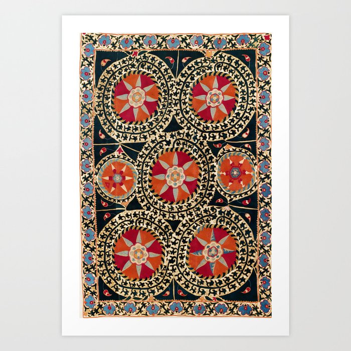 Katti Kurgan Suzani Uzbekistan Embroidery Print Art Print