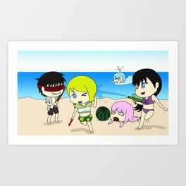 Chibi Beach Party Art Print