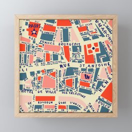 paris map blue Framed Mini Art Print