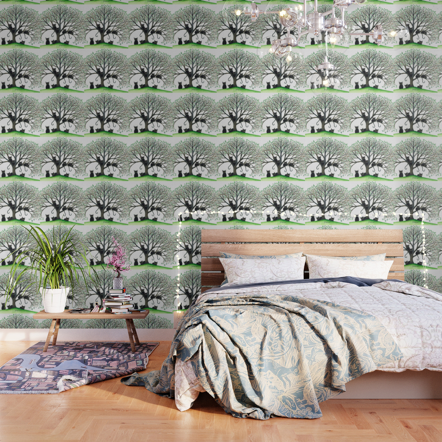 Borders Whimsical Cats In Tree Wallpaper By Lorialexander Society6