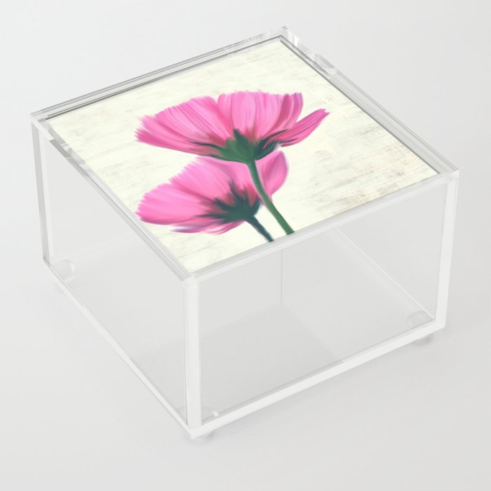 Soft Pink Flowers Painting Acrylic Box By Jirkasvetlik Society6
