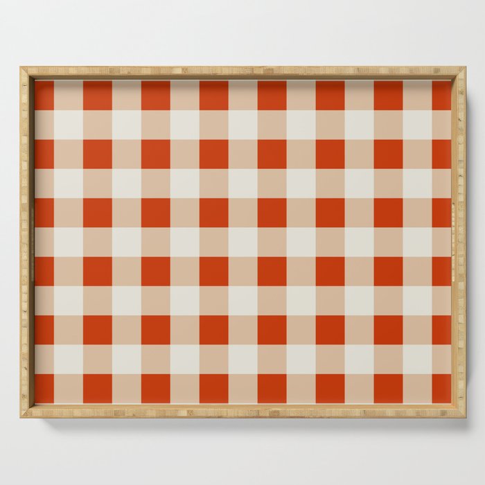 Rust and Cream Buffalo Check Serving Tray