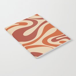 Mod Swirl Retro Abstract Pattern in Mid Mod Burnt Orange Rust Beige Notebook