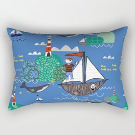 Pirates Ahoy Blue Rectangular Pillow
