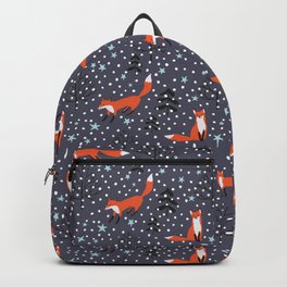 Red foxes in the nignt winter forest Backpack