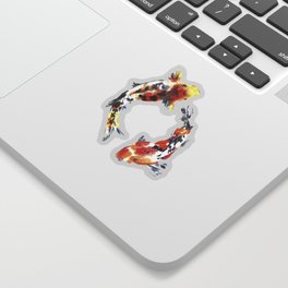 Koi fishes. Japanese style. Watercolor design Sticker