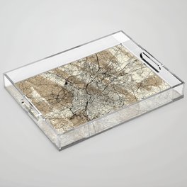 Brussels, Belgium - Artistic Map Art Print Acrylic Tray