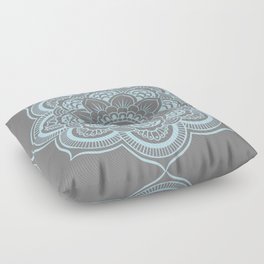 Mandala Flower Gray & Baby Blue Floor Pillow