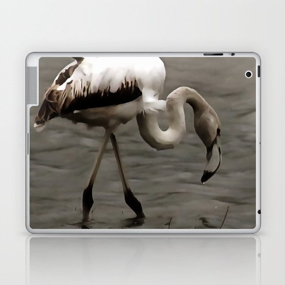 Graceful Grey Flamingo Fledgling Acrylic Art Laptop & iPad Skin