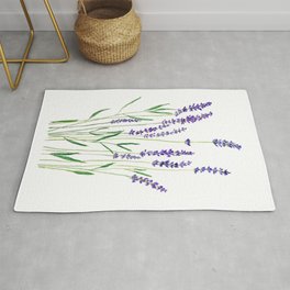 purple lavender watercolor painting Rug