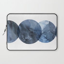 Mid Century Modern Abstract Art Round Shapes Navy Blue Laptop Sleeve