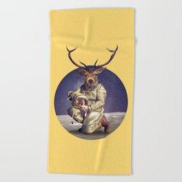 Astronaut deer Beach Towel