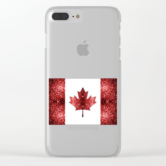 Canada flag red sparkles Clear iPhone Case