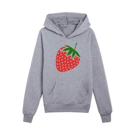 Strawberry Pattern on Pink Kids Pullover Hoodies