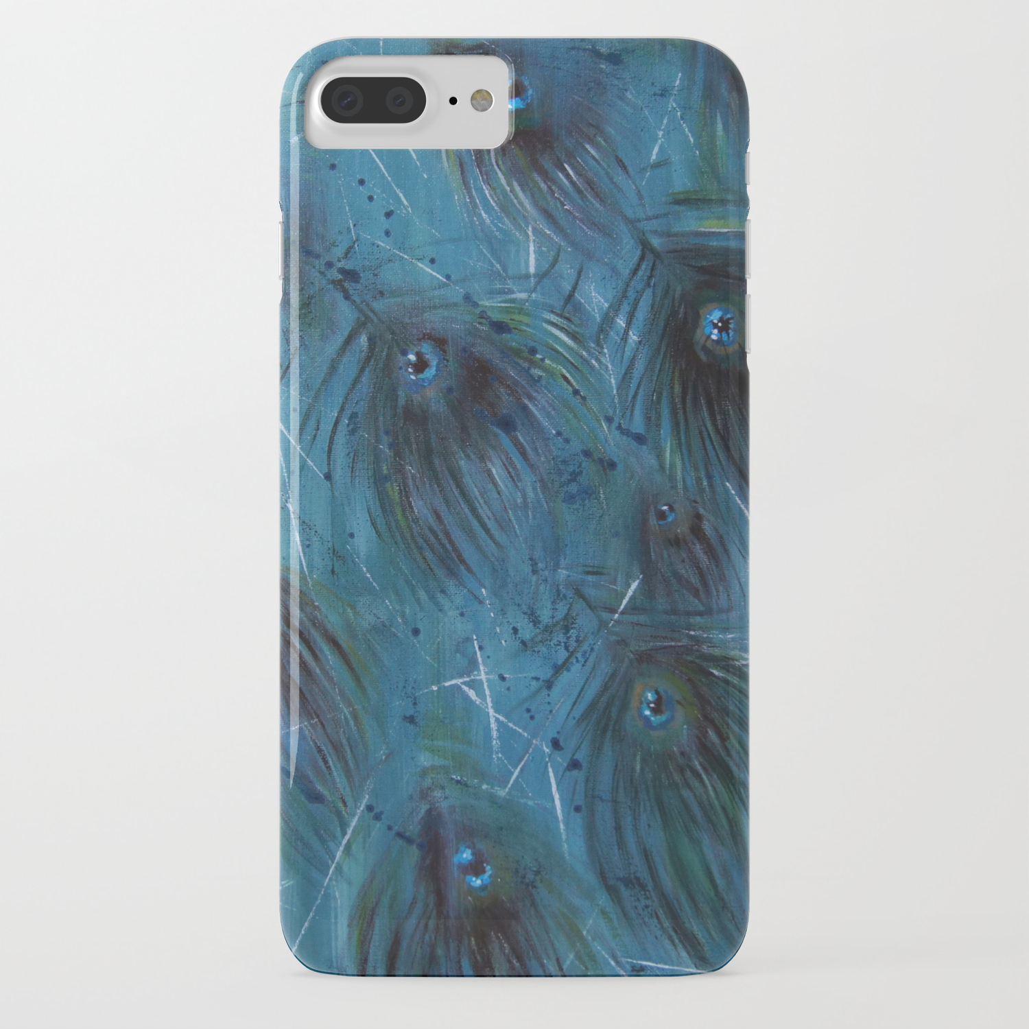 Peacock Feathers Acrylic Painting Iphone Case By Linneal Society6