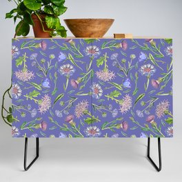 Cornflower, Thistle and Veri Peri Meadow floral pattern   Credenza