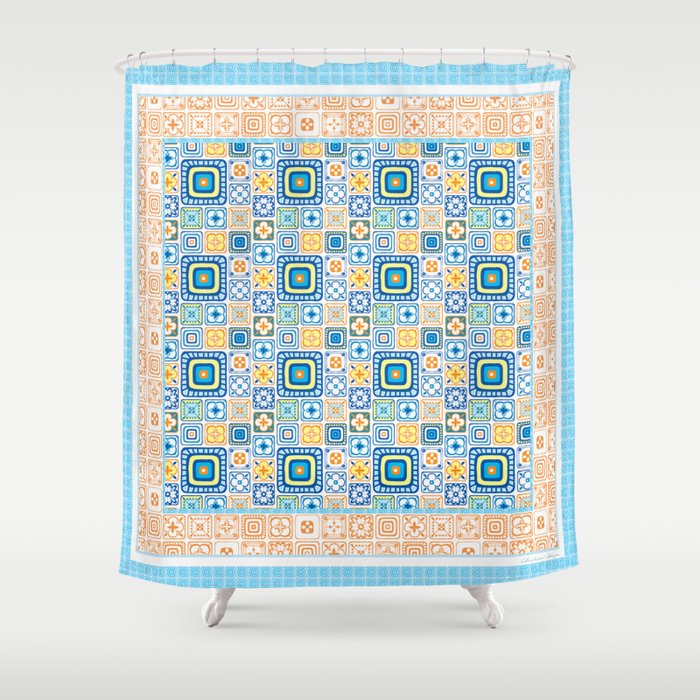 Colorful Happy Tiles Shower Curtain