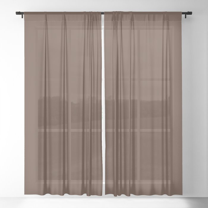 NUT BROWN SOLID COLOR. Rich Chocolate Bronze Plain Pattern  Sheer Curtain