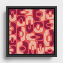 Colorful Mid-Century Modern Cosmic Abstract 391 Orange and Burgundy Framed Canvas