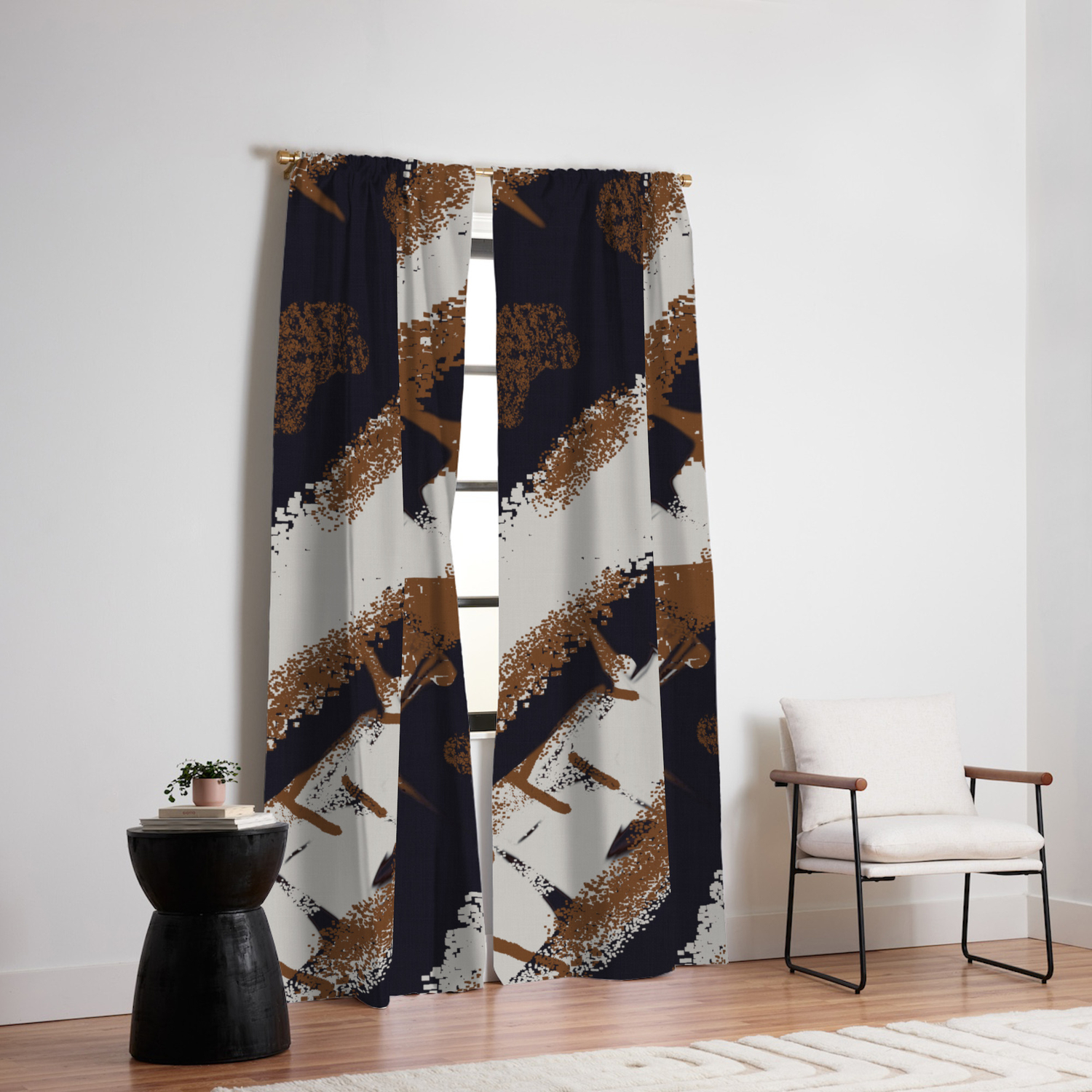 Smears Of Paint Brown White Black Blackout Curtain By Lorlovesdesign Society6