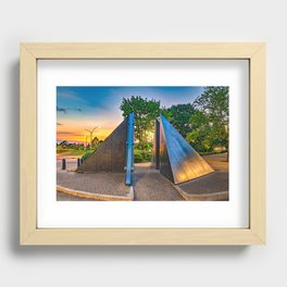 Celebration For A Champion Sculpture At Sunset In Jesse Owens Plaza Recessed Framed Print
