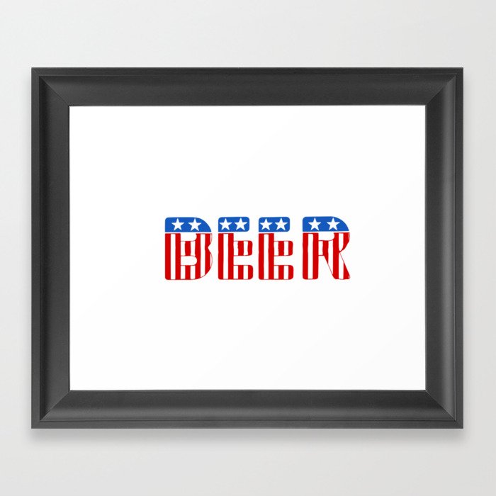 Usa Beer Text Stars And Stripes beer Framed Art Print