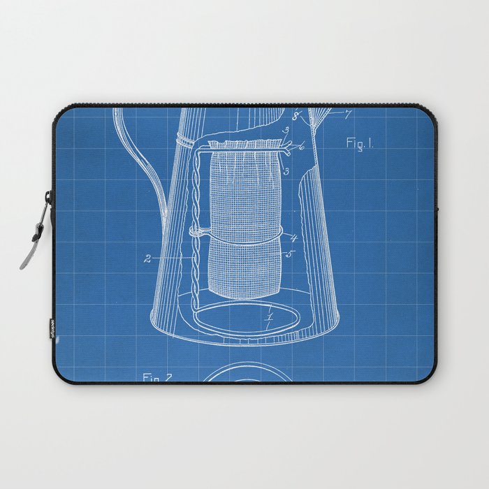 Coffee Percolator Patent - Coffee Shop Art - Blueprint Laptop Sleeve