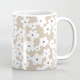 Modern Tan White Flowers Matisse Inspired Mug