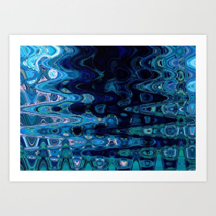 Psychedelic Bubble in Blue Art Print