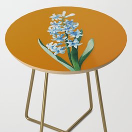 Vintage Dutch Hyacinth Botanical Illustration on Sunset Orange Side Table