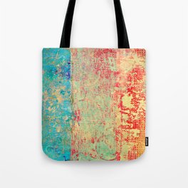 Brilliant Encounter, Abstract Art Turquoise Red Tote Bag