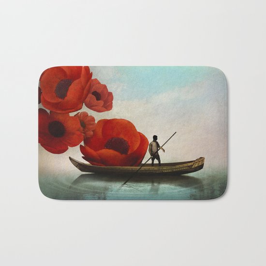 Red Flowers Bath Mat