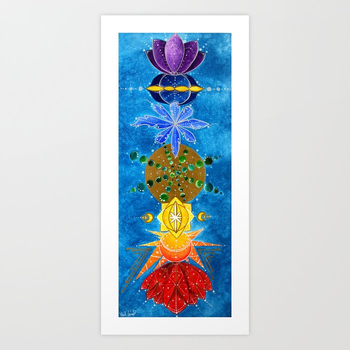 Chakra Art Print Yoga Art Energy Sacred geometry chakra symbols chakra colors Art Print