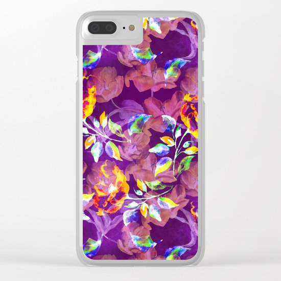 Watercolor Floral Pattern Clear iPhone Case
