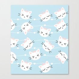 Seamless Pattern Kawaii Cats Canvas Print