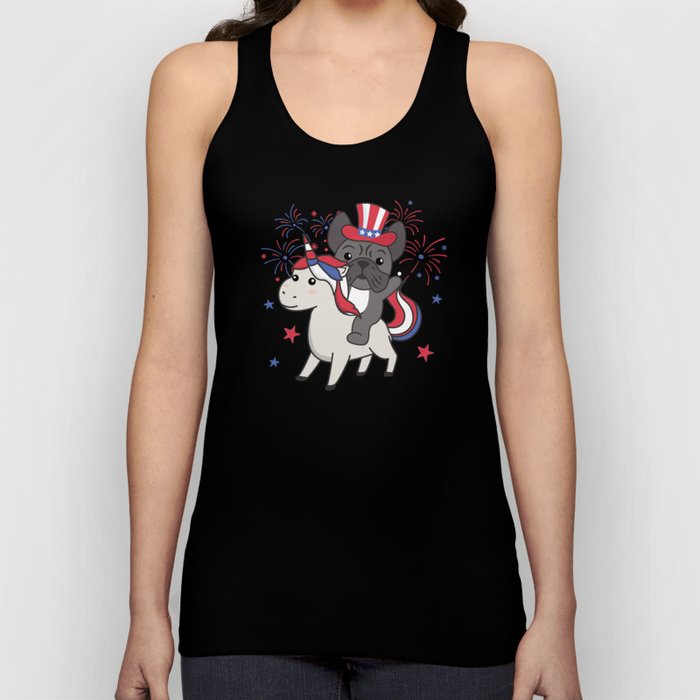 Dog With Unicorn For The Fourth Of July Fireworks Tank Top