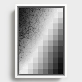graphic design pixel geometric square pattern abstract background in black and white Framed Canvas